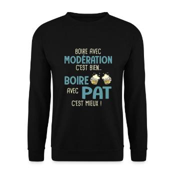 patrick patrice boire avec pat c'est mieux - Sweat-shirt Unisexe - noir - Devant - Alina (178cm) & Michal (187cm)