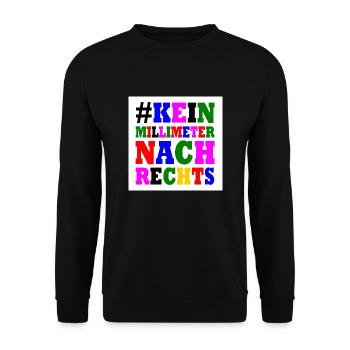 kein millimeter nach rechts - Unisex Pullover - Schwarz - Vorne - Alina (178cm) & Michal (187cm)