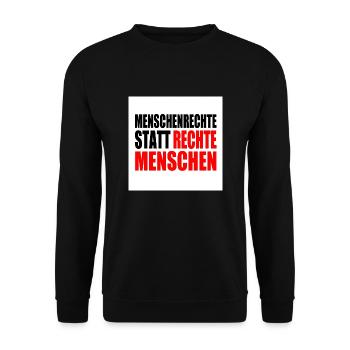 menschenrechte statt rechte menschen - Unisex Pullover - Schwarz - Vorne - Alina (178cm) & Michal (187cm)