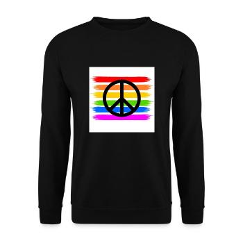 Peace sign on LGBT rainbow banner - Unisex Sweatshirt - black - Front - Alina (178cm) & Michal (187cm)