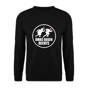 Omas gegen rechts - Unisex Pullover - Schwarz - Vorne - Alina (178cm) & Michal (187cm)