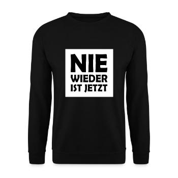 Nie wieder ist jetzt - Unisex Pullover - Schwarz - Vorne - Alina (178cm) & Michal (187cm)