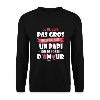 Papi pas gros trop d amour grand père papy fete - Sweat-shirt Unisexe - noir - Devant - Alina (178cm) & Michal (187cm)