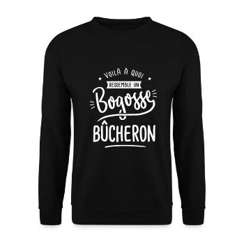 bogosse bûcheron cadeau humour bucheron fôret - Sweat-shirt Unisexe - noir - Devant - Alina (178cm) & Michal (187cm)