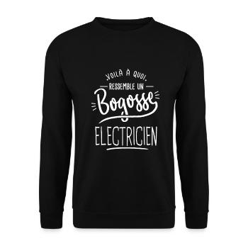 bogosse Electricien cadeau electricien humour - Sweat-shirt Unisexe - noir - Devant - Alina (178cm) & Michal (187cm)