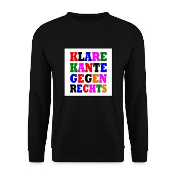 klare kante gegen rechts - Unisex Pullover - Schwarz - Vorne - Alina (178cm) & Michal (187cm)