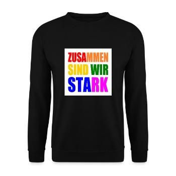 zusammen sind wir stark - Unisex Pullover - Schwarz - Vorne - Alina (178cm) & Michal (187cm)