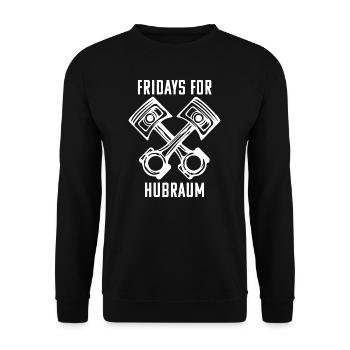 Fridays for Hubraum: PS Spruch. Fuck Greta Parodie - Unisex Pullover - Schwarz - Vorne - Alina (178cm) & Michal (187cm)