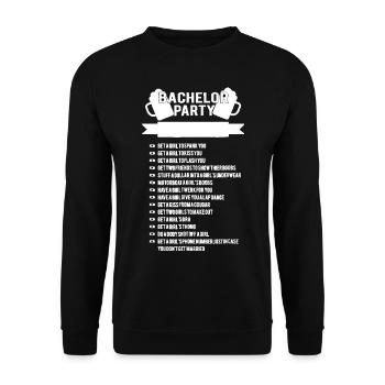 Bachelor Party Checklist Groomsmen Best Man Tee T - Unisex Pullover - Schwarz - Vorne - Alina (178cm) & Michal (187cm)
