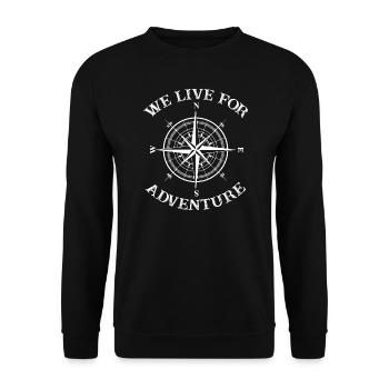 We Live For Adventure - Unisex Pullover - Schwarz - Vorne - Alina (178cm) & Michal (187cm)