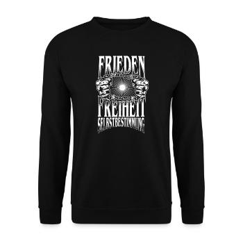 Freiden Freiheit Selbstbestimmung. Demonstration - Unisex Pullover - Schwarz - Vorne - Alina (178cm) & Michal (187cm)