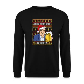 Ugly Christmas Markus Söder mit Bier - Weihnachten - Unisex Pullover - Schwarz - Vorne - Alina (178cm) & Michal (187cm)