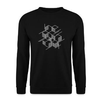 Conception de carrés géométriques - Sweat-shirt Unisexe - noir - Devant - Alina (178cm) & Michal (187cm)