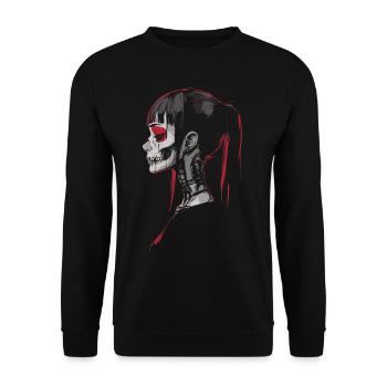 Skeletal Girl Seitenansicht - Unisex Pullover - Schwarz - Vorne - Alina (178cm) & Michal (187cm)