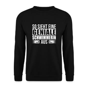 Geniale Schwimmerin - Unisex Pullover - Schwarz - Vorne - Alina (178cm) & Michal (187cm)