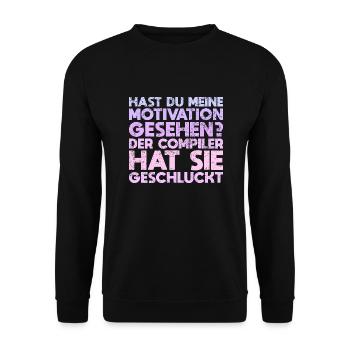 Hast Du Meine Motivation Gesehen? Der... - Unisex Pullover - Schwarz - Vorne - Alina (178cm) & Michal (187cm)