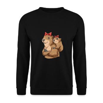 Murmeltier Mama - Unisex Pullover - Schwarz - Vorne - Alina (178cm) & Michal (187cm)