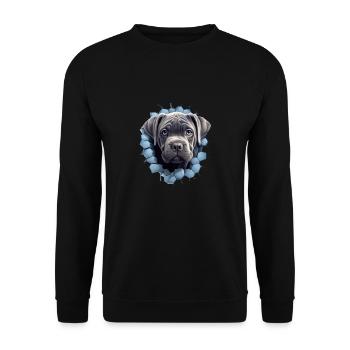 Cane Corso durch die Wand für einen Cane Corso - Unisex Pullover - Schwarz - Vorne - Alina (178cm) & Michal (187cm)