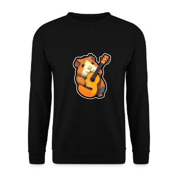 Meerschweinchen mit Gitarre - Unisex Pullover - Schwarz - Vorne - Alina (178cm) & Michal (187cm)