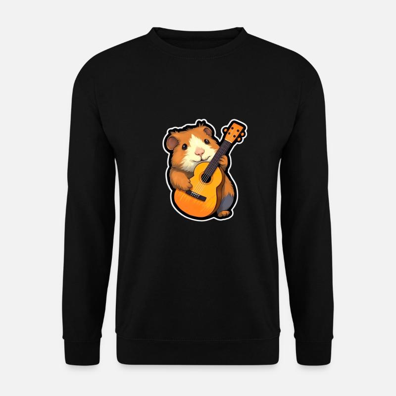 Meerschweinchen mit Gitarre - Unisex Pullover - Schwarz