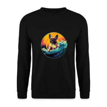 Super Cute Niedliche Bulldogge Mops Hund - Unisex Pullover - Schwarz - Vorne - Alina (178cm) & Michal (187cm)