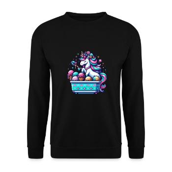 Magische Einhorn-Eiscreme-Maschine - Unisex Pullover - Schwarz - Vorne - Alina (178cm) & Michal (187cm)