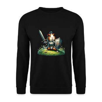 Knight Guinea Pig Tiny Castle Defender - Unisex Pullover - Schwarz - Vorne - Alina (178cm) & Michal (187cm)