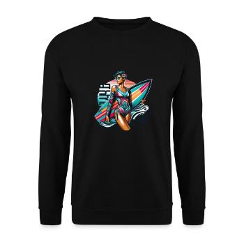 Cool Surf Girl - Vintage Beach Vibes - Unisex Pullover - Schwarz - Vorne - Alina (178cm) & Michal (187cm)