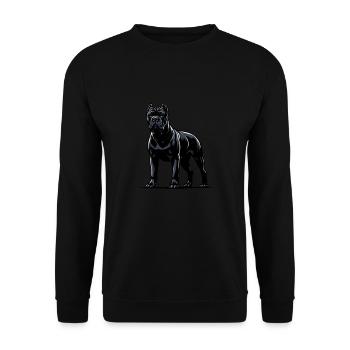Majestätische Cane Corso Porträts - Unisex Pullover - Schwarz - Vorne - Alina (178cm) & Michal (187cm)