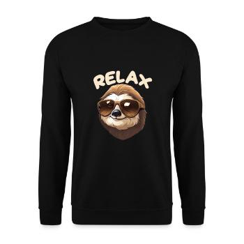 Relax Faultier Entspannen Chillen - Unisex Pullover - Schwarz - Vorne - Alina (178cm) & Michal (187cm)