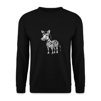 Niedliches Zebra für Kinder für Kinder - Unisex Pullover - Schwarz - Vorne - Alina (178cm) & Michal (187cm)