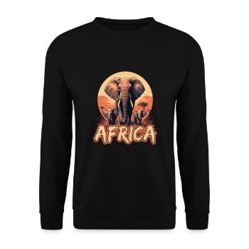 Elefant Afrika Safari - Unisex Pullover - Schwarz - Vorne - Alina (178cm) & Michal (187cm)