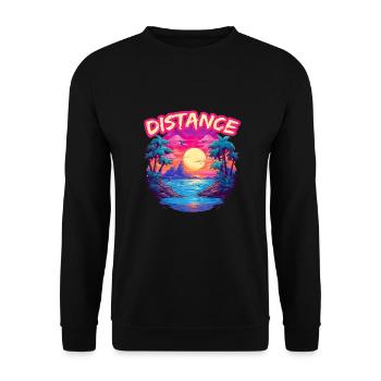 Distance für Strand Urlauber - Unisex Pullover - Schwarz - Vorne - Alina (178cm) & Michal (187cm)