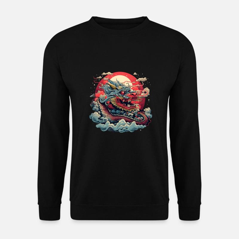 Asiatisch Drache Anime Japanisch - Unisex Pullover - Schwarz
