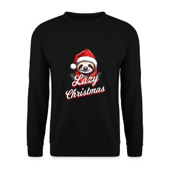 Lazy Christmas für Weihnachtsfest - Unisex Pullover - Schwarz - Vorne - Alina (178cm) & Michal (187cm)