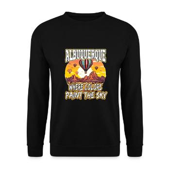 Albuquerque Ballon New Mexico Heißluftballon - Unisex Pullover - Schwarz - Vorne - Alina (178cm) & Michal (187cm)