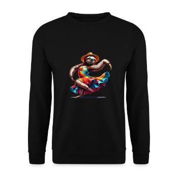 Tanzendes Faultier Tanz Tanzen Tänzer - Unisex Pullover - Schwarz - Vorne - Alina (178cm) & Michal (187cm)