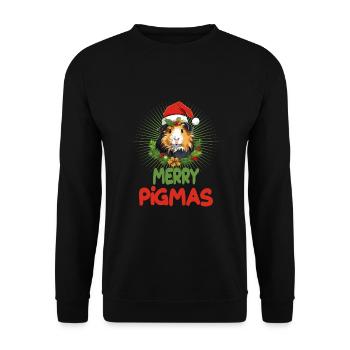 Merry Pigmas für einen Meerschweinchen Liebhaber - Unisex Pullover - Schwarz - Vorne - Alina (178cm) & Michal (187cm)