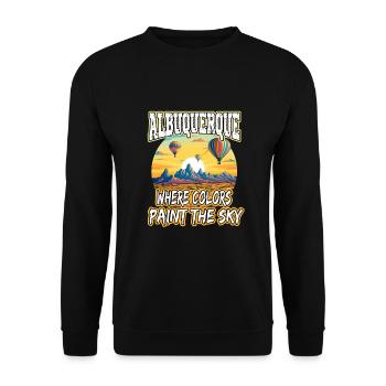Albuquerque Ballon New Mexico Heißluftballon - Unisex Pullover - Schwarz - Vorne - Alina (178cm) & Michal (187cm)