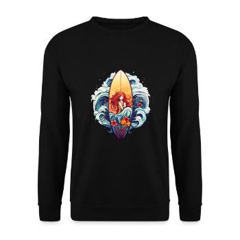 Surfing Adventure Surfer Girl with Board - Unisex Pullover - Schwarz - Vorne - Alina (178cm) & Michal (187cm)