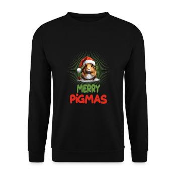 Merry Pigmas für einen Meerschweinchen Liebhaber - Unisex Pullover - Schwarz - Vorne - Alina (178cm) & Michal (187cm)