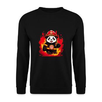 Niedlicher Panda Feuerwehrmann Feuerwehr für - Unisex Pullover - Schwarz - Vorne - Alina (178cm) & Michal (187cm)
