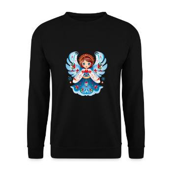 Russische Tradition Weihnachten - Unisex Pullover - Schwarz - Vorne - Alina (178cm) & Michal (187cm)