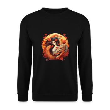 Japan Tradition Japanisch Kultur Frau - Unisex Pullover - Schwarz - Vorne - Alina (178cm) & Michal (187cm)