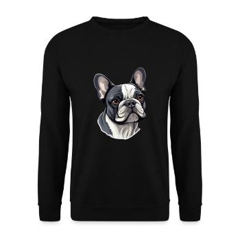 Französische Bulldogge Hund Mops - Unisex Pullover - Schwarz - Vorne - Alina (178cm) & Michal (187cm)