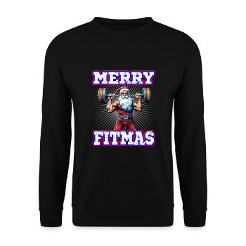 Weihnachtsmann Merry Fitmas Gym Workout - Unisex Pullover - Schwarz - Vorne - Alina (178cm) & Michal (187cm)