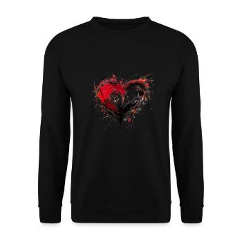 Kunst Herz Liebe Liebesbeweis Gefühle - Unisex Pullover - Schwarz - Vorne - Alina (178cm) & Michal (187cm)