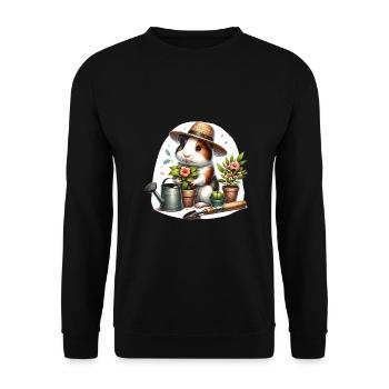 Gardener Guinea Pig’s Green Thumb - Unisex Pullover - Schwarz - Vorne - Alina (178cm) & Michal (187cm)