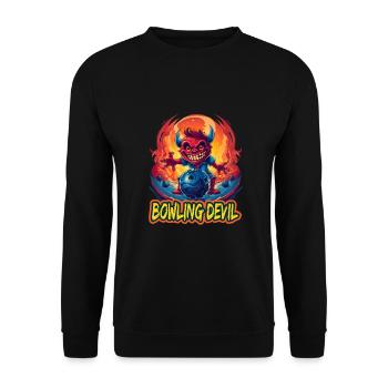 Bowling Devil für einen Bowlingspieler Bowler - Unisex Pullover - Schwarz - Vorne - Alina (178cm) & Michal (187cm)