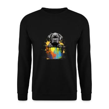Cane Corso Welpe für einen Cane Corso Besitzer - Unisex Pullover - Schwarz - Vorne - Alina (178cm) & Michal (187cm)